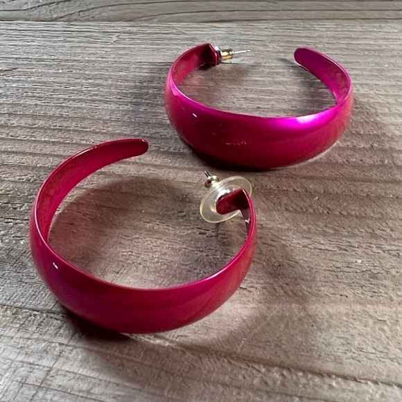 Hot pink metal hoops  2” - Picture 6 of 7